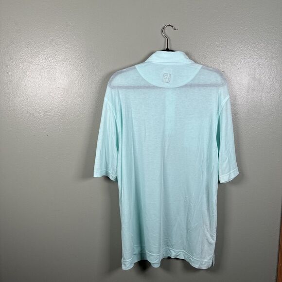 FootJoy FJ Men's Large Polo Shirt Athletic Fit Buttoned Golf Pocket Mint Green - Picture 3 of 8
